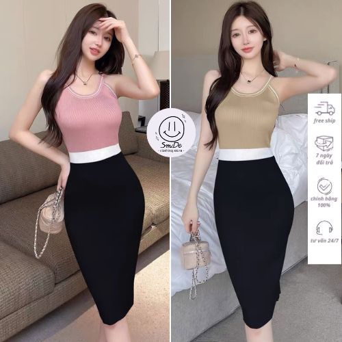 Đầm Váy len Body 2 Dây Phăng 2 Màu Quyến Dũ | Smide Clothing