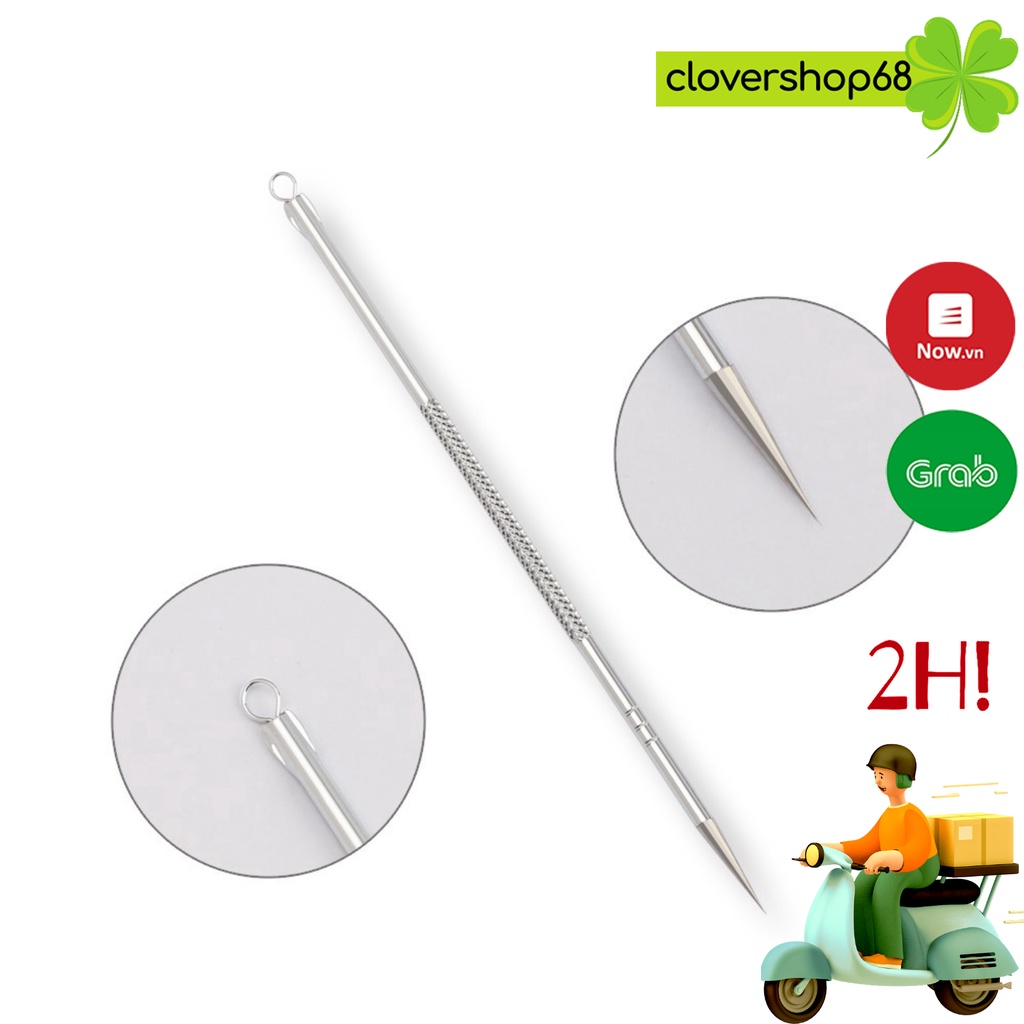 Que nặn mụn thép không gỉ - Cây nặn mụn 2 đầu tiện dụng     Clovershop68