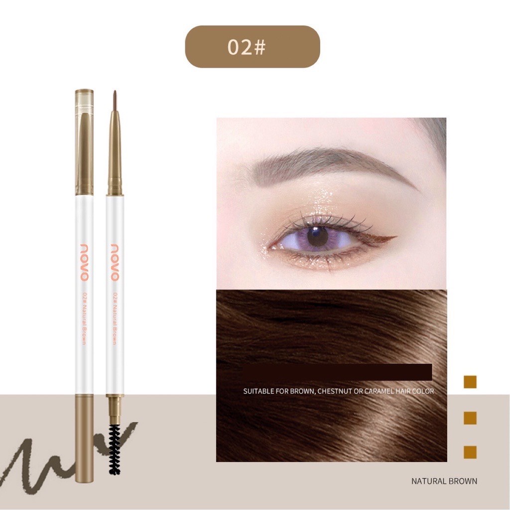Chì Kẻ Mày Hai Đầu Nét Mảnh Chống Nước NOVO 5447