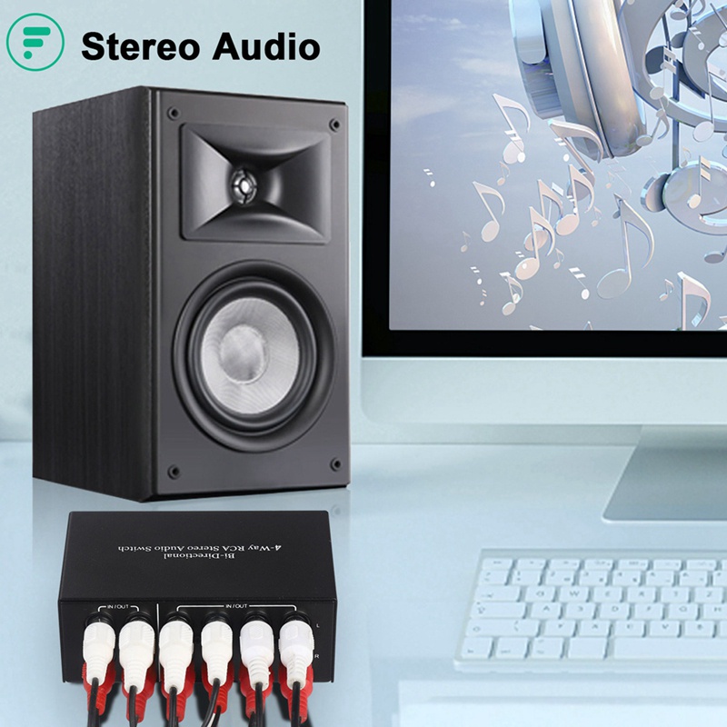 Bộ Chuyển Đổi Âm Thanh 4 Chiều RCA L / R 2 Trong 4 Đầu Ra