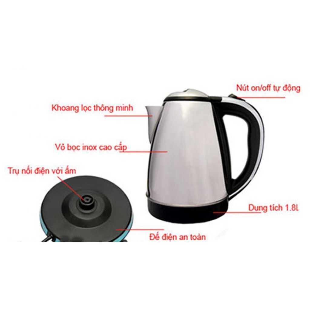 Ấm đun nước siêu tốc electric kettle  inox