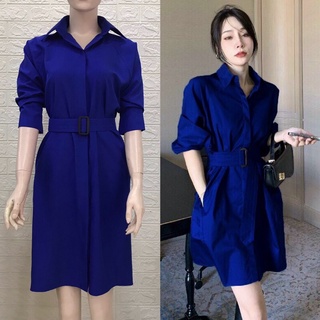 Đầm sơmi công sở xanh coban M.L.XL