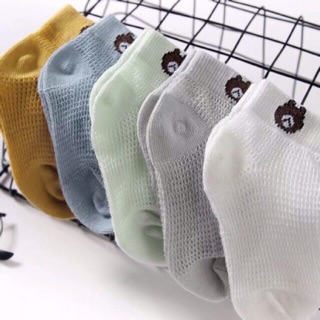 Set 5 Đôi Tất Lưới Hè Thu Hình Gấu Cho Bé, tất lưới nằm điều hoà KILUTA 0-3 tuổi