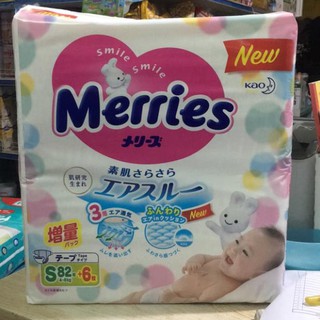 (Hàng cộng miếng) Bỉm Merries hàng nội địa nhật dán/quần S82+6 miếng ,M64+4 miếng...