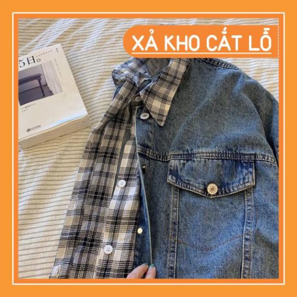 [Sale Hot] Áo Khoác Jean Ulzzang Giả Hai Lớp cực xịn