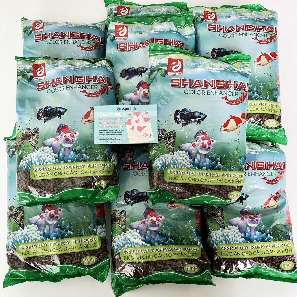 Combo 2 gói thức ăn cho cá Shanghai 500g (Thức ăn cho cá nhanh lớn, tăng màu, chuyên dụng cho cá)