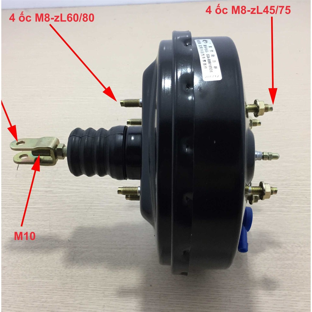Bầu trợ lực chân không, M8- 60*80; F41- M8- 45*74, 1 bát phanh (Đầu trên 4 ốc bắt - tâm lỗ bắt; đầu dưới 4 ốc bắt - tâm)
