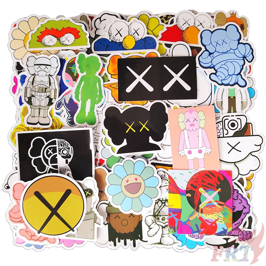 Bộ 102 miếng dán hình in hình nhân vật Kaws Murakami Takashi Hoa hướng dương dễ thương dùng để trang trí