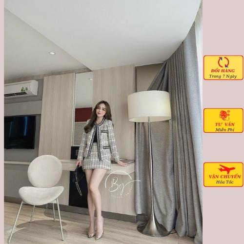 Set dạ tweed nữ áo khoác kèm chân váy dạ mùa đông ulzzang Hàn Quốc