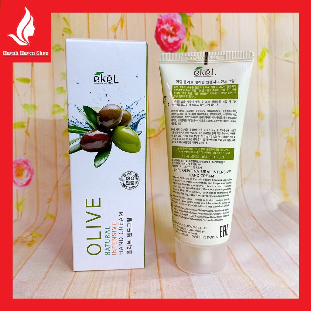 [chuẩn auth] Gel dưỡng tay, chân Ekel Olive Natural Intensive Hand Cream cao cấp Hàn Quốc tuýp 100ml