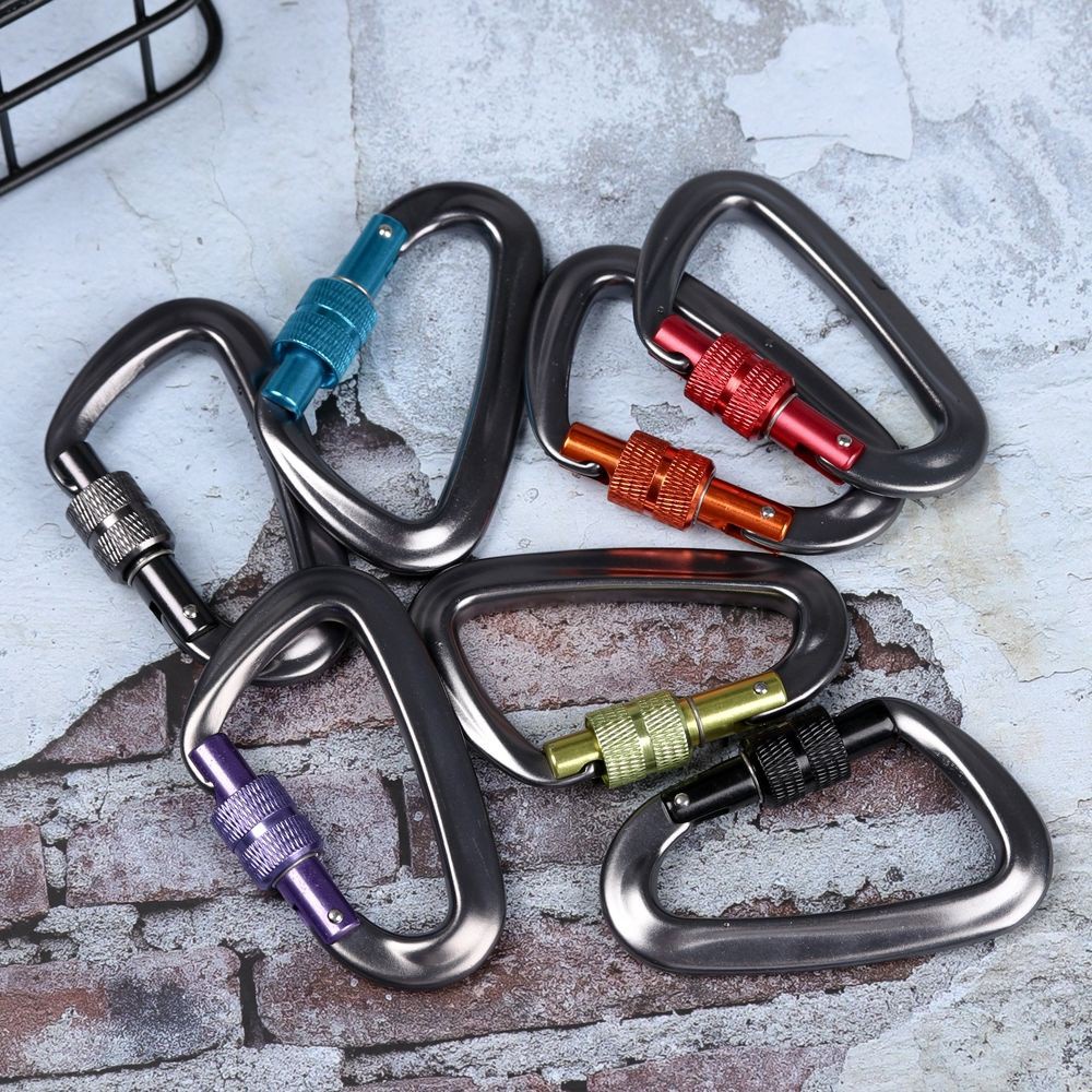 LETTER 6 Colors Professional Climbing Buckle D Shape Security Safety Locks Climbing Carabiner Outdoor Tools Climbing Equipment 81*46.6mm 12KN 7075 Quickdraws Lock/Multicolor