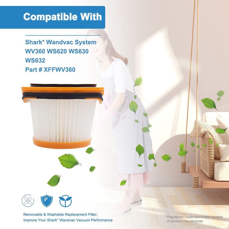 Set 4 Túi Lọc Thay Thế Cho Máy Hút Bụi Shark Wandvac WV360 WS620 WS630 WS632 WS632BLBRN WS632GDBRN Xffv360