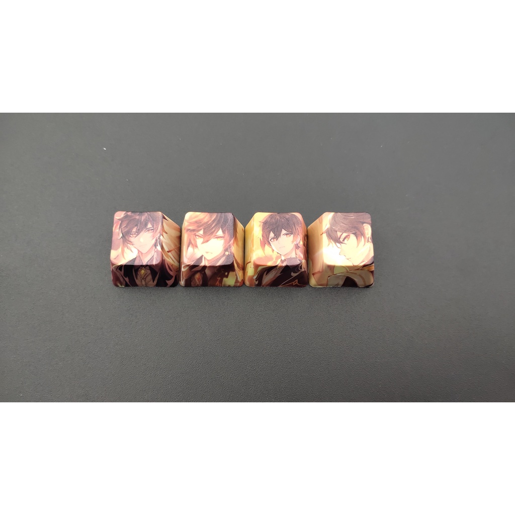 4-Phím / bộ Genshin Impact Keycaps DIY Bàn phím cơ học Anime Hồ sơ OEM PBT Keycap Ganyu Hutao Klee Keqing Morax Ayaka Venti