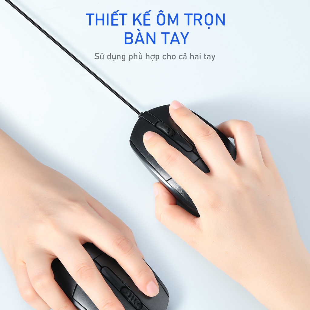 Chuột máy tính có dây ROBOT M120 độ phân giải 1000Dpi thích hợp cho văn phòng - Bảo hành 12 tháng