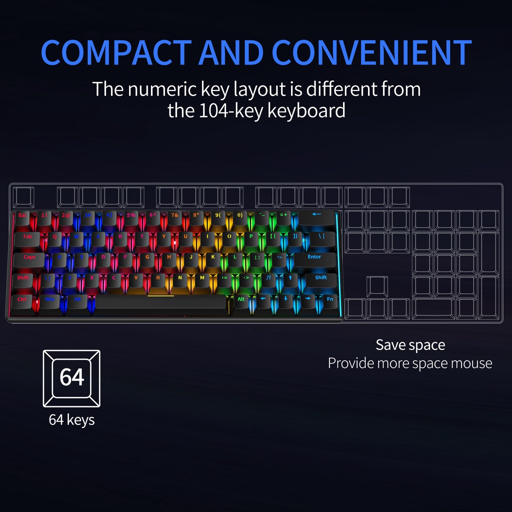 ZIFRIEND Bàn Phím Cơ Chơi Game 63 Phím 60% Chuyên Nghiệp