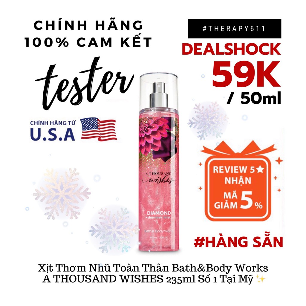 [STRAWBERRY] [𝗦𝗔𝗟𝗘]..::✨Xịt Thơm Có Nhũ Bath&Body A Thousand Wishes 236mL - Mỹ✨::..