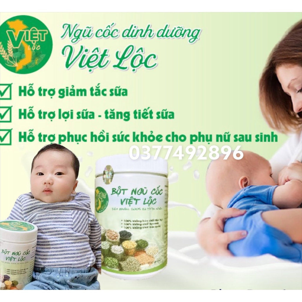 ✅Bột ngũ cốc lợi sữa việt lộc 🧡Freeship🧡 ngũ cốc cho bà bầu và lợi sữa sau sinh-1 hộp 500gr