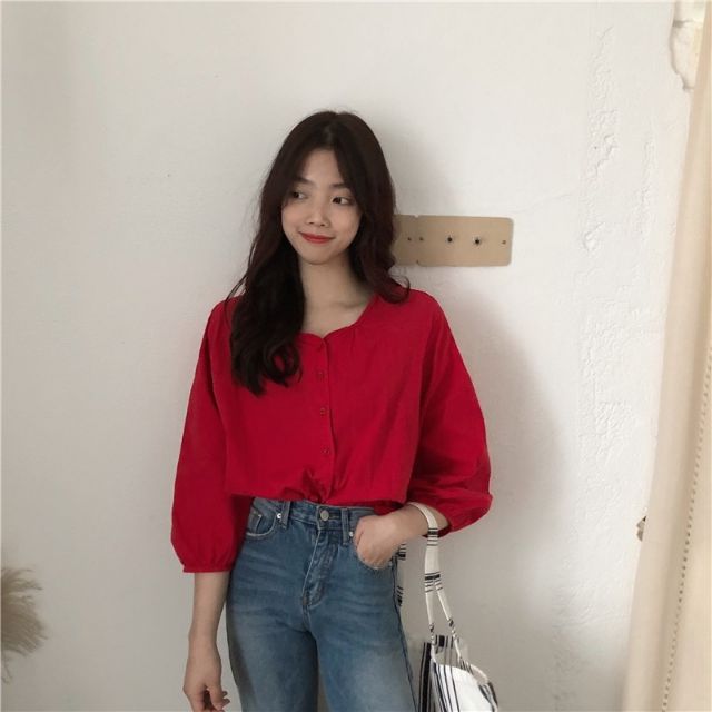 [SẴN] Áo kiểu sơ mi nữ tay lỡ Ulzzang Quảng Châu ASK56 | BigBuy360 - bigbuy360.vn