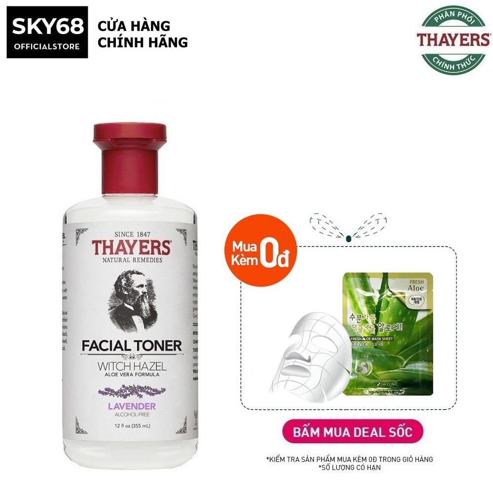 Nước Hoa Hồng Làm Sạch, Se Khít Lỗ Chân Lông Không Chứa Cồn Thayers Alcohol Free Witch Hazel Toner Lavender 355ml