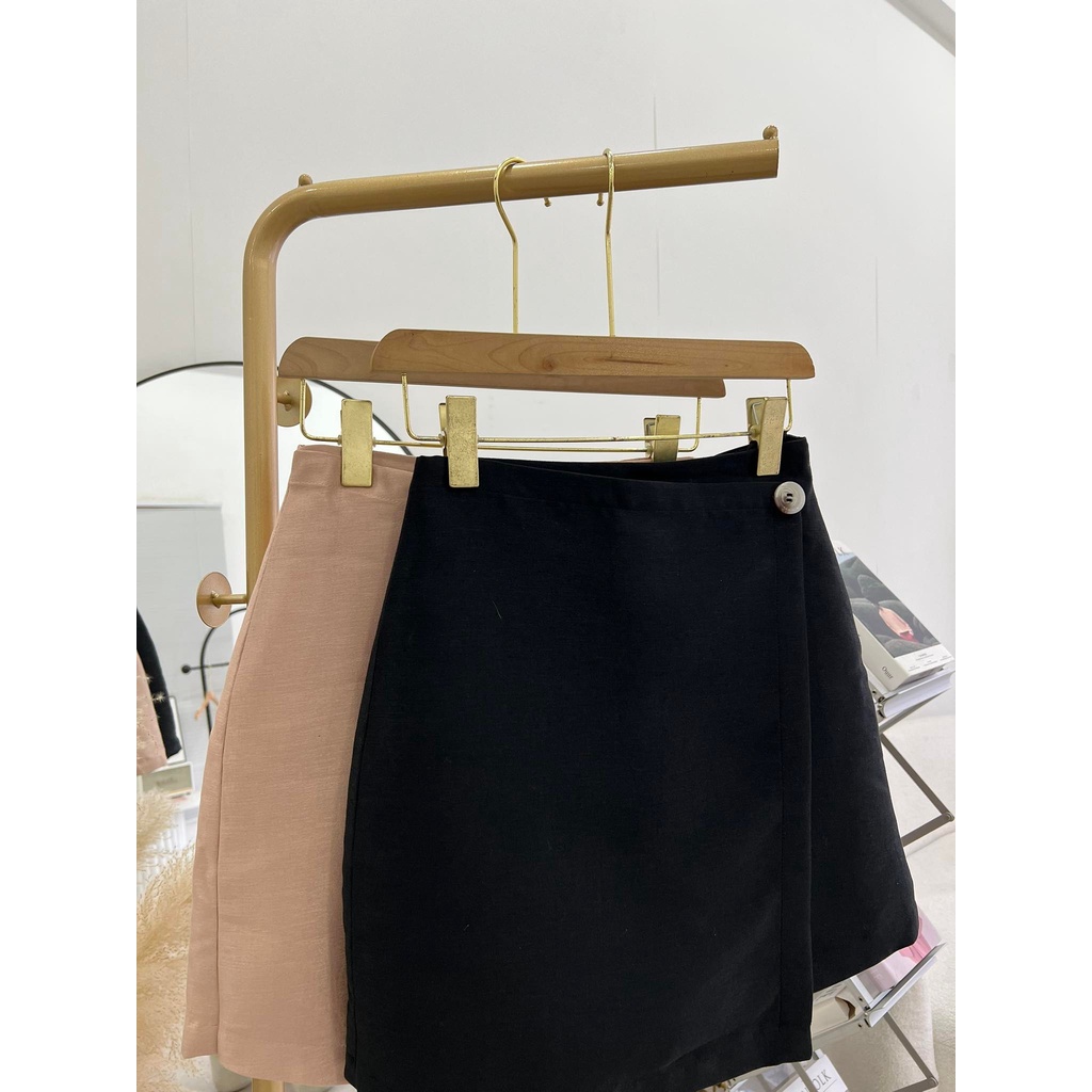 TIELA Chân váy trơn đơm nút ngay eo form chữ A - Linda Skirt