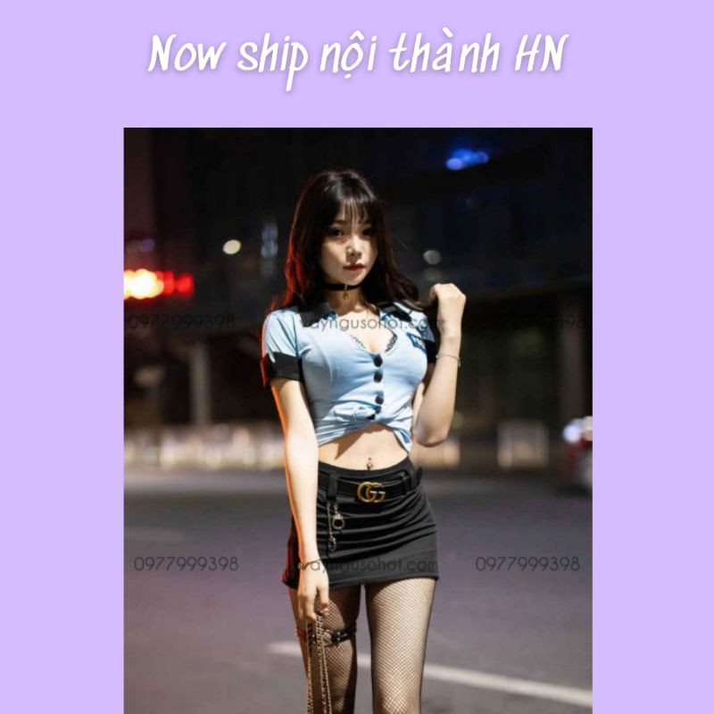 ( ảnh thật tự chụp ) cosplay nữ cảnh sát xanh gợi cảm hấp dẫn