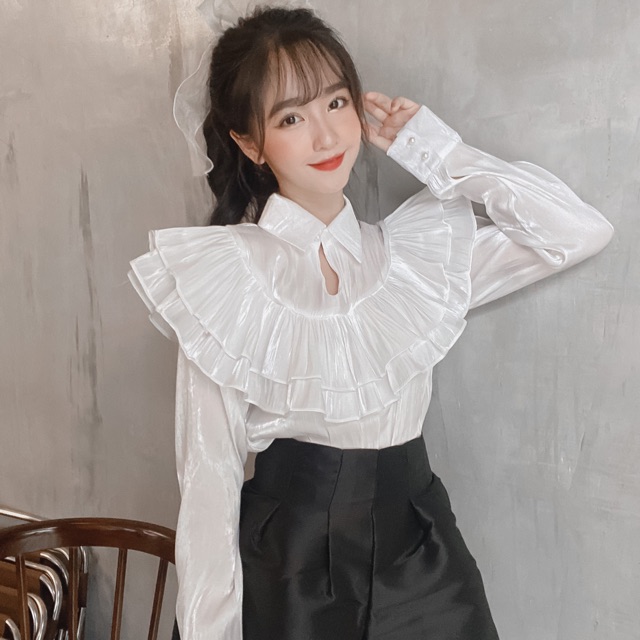 Áo lụa satin cổ bèo