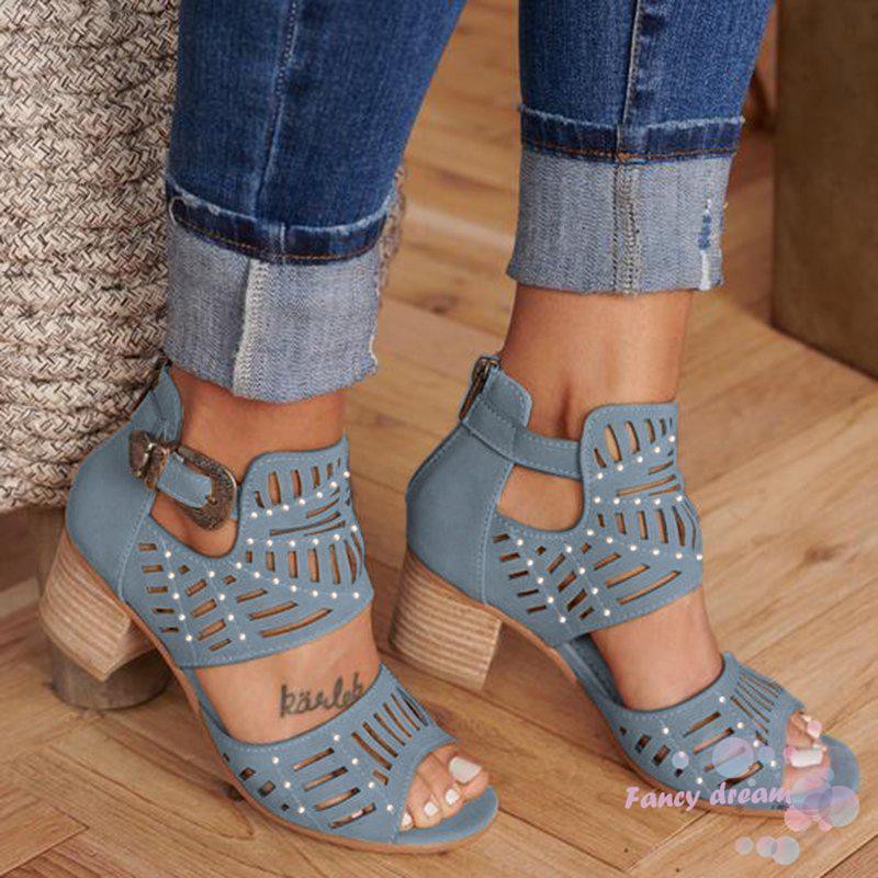 Giày Cao Gót Sandal Nữ Hở Ngón Thông Thoáng Chống Trượt Đi Biển Mùa Hè