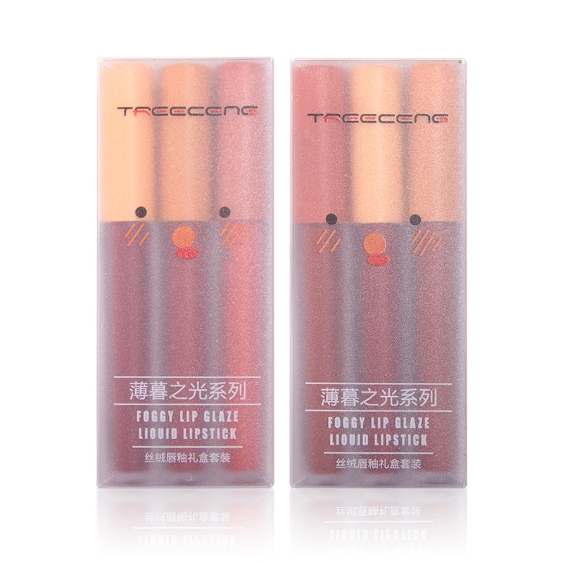 Son kem lì Treeceng siêu xinh mềm - mịn mượt - lâu trôi - an toàn fluffy lip glaze set 3 cây - set a & b - hàng auth