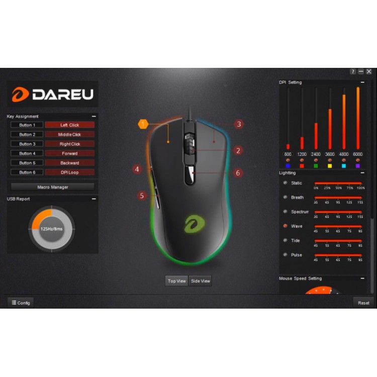 Chuột Gaming DAREU EM908 (LED RGB, BRAVO sensor) - Hàng Chính Hãng BH 2 Năm