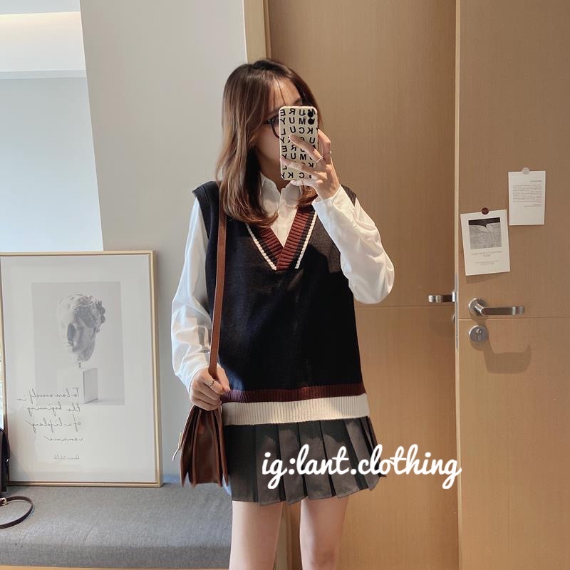 áo len gile viền đỏ