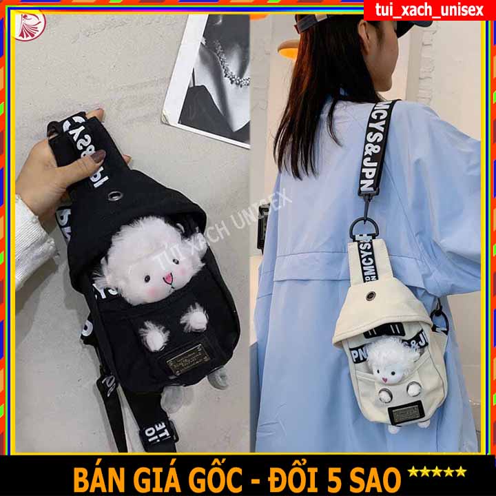 ❤️ RẺ VÔ ĐỊCH ❤️ Túi bao tử GẤU BÔNG đeo chéo unisex Hàn Quốc (có kèm gấu) - TÚI VẢI NAM NỮ GIÁ RẺ