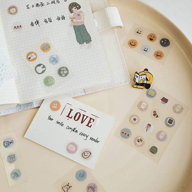 &lt;Video Review&gt; Bộ Tấm Miếng Sticker Hình Dán Icon Cute Trang Trí Sổ Tay Mohamm Điện Thoại Vở Khay Đựng Bút M020