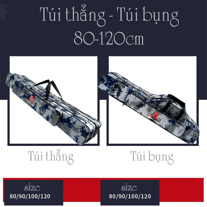 Túi đựng NYLON cao cấp, bao đựng cần câu đa năng 2 ngăn dài 80-120cm màu dàn di cao cấp PK-9