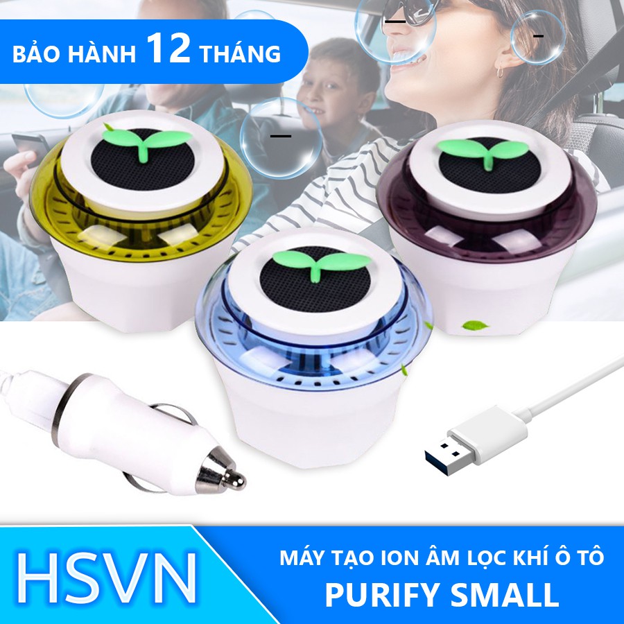 Máy tạo ion âm lọc không khí ô tô Purify ion có màng lọc than hoạt tính [ Hsvn Global ]