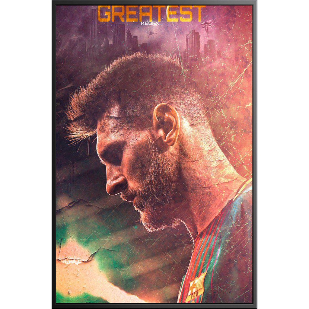 Tranh canvas treo tường MESSI + khung composite và đinh treo – decor phòng đẹp và ấn tượng