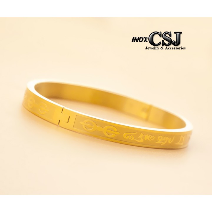 Sỉ VÒNG TAY TÂY TẠNG CHÚ OM MANI PADME HUM hình ovan LN124 - đeo tay vạn sự may