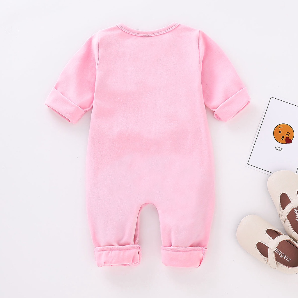Áo liền thân Mikrdoo bằng cotton tay dài in hình chú voi dễ thương cho trẻ sơ sinh