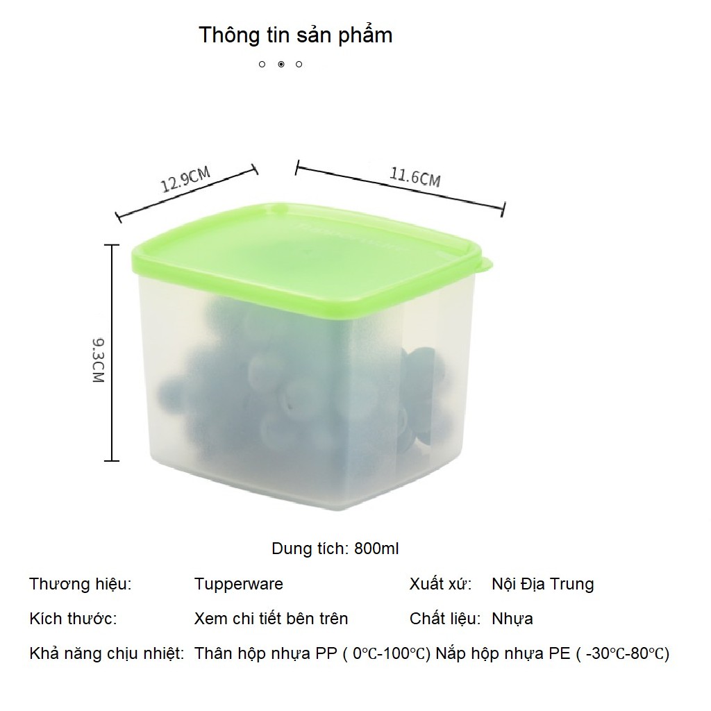 Hộp Trữ Mát Trái Cây Rau Củ Tupperware Bộ 4 Vuông 800ml Trộn Nhiều Màu Ngẫu Nhiên TU32