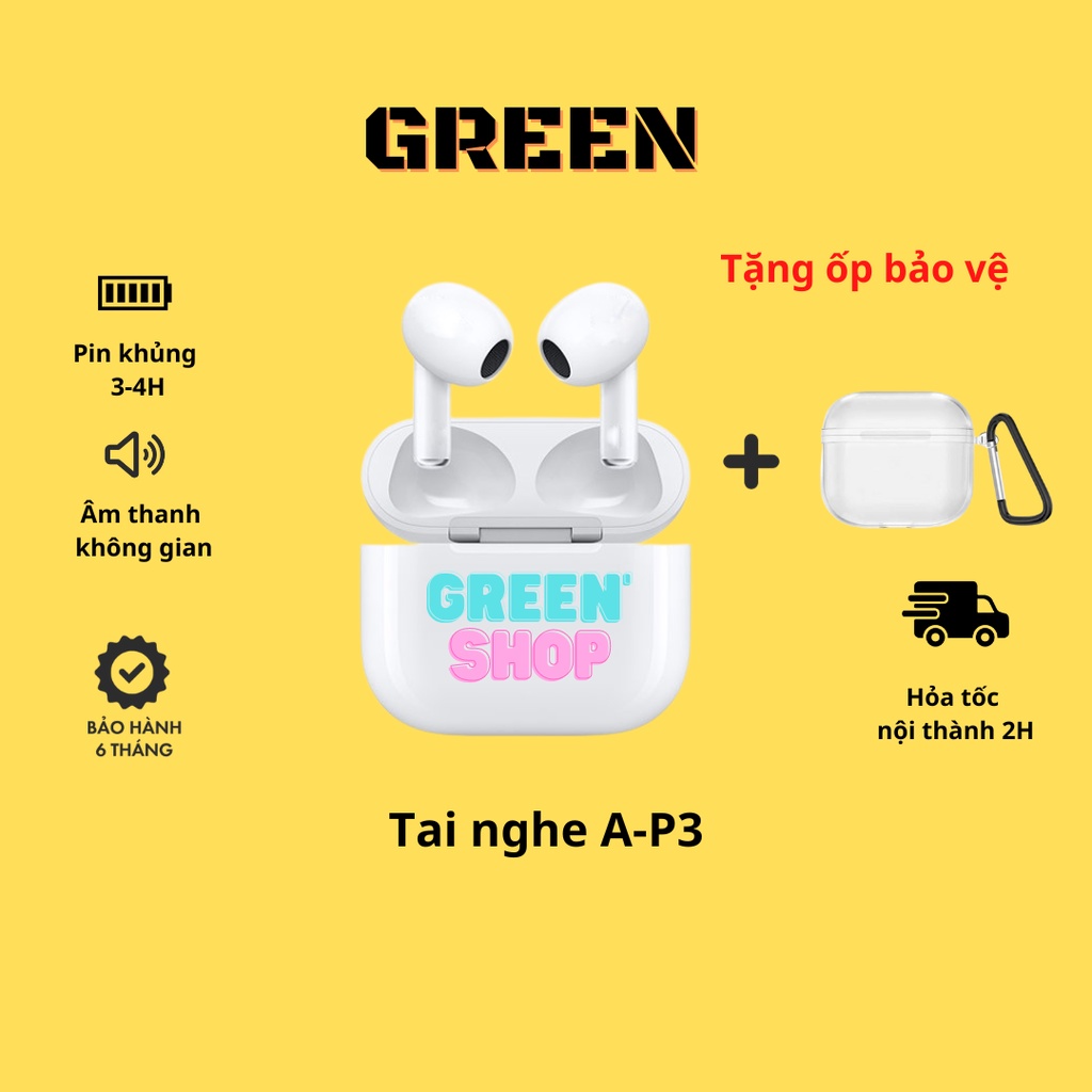 Tai Nghe Bluetooth EP3, Không Dây Bản Cao Cấp, Sạc Không Dây, Định Vị, Đổi Tên,Cảm Ứng Dùng Cho IOS Và Android