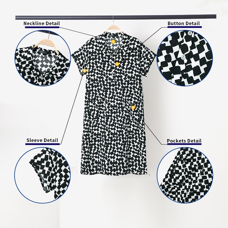 Đầm mini ZANZEA tay ngắn dáng rộng vải cotton in họa tiết phong cách vintage dễ phối trang phục cho nữ