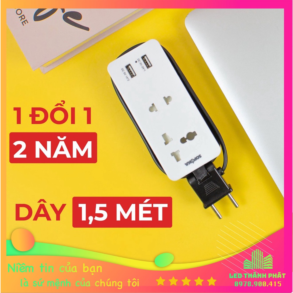 Ổ cắm điện đa năng SOPOKA Q2U Q4U tích hợp cổng USB tiện lợi, dây nối gấp gọn, bảo hành 24 tháng đổi mới