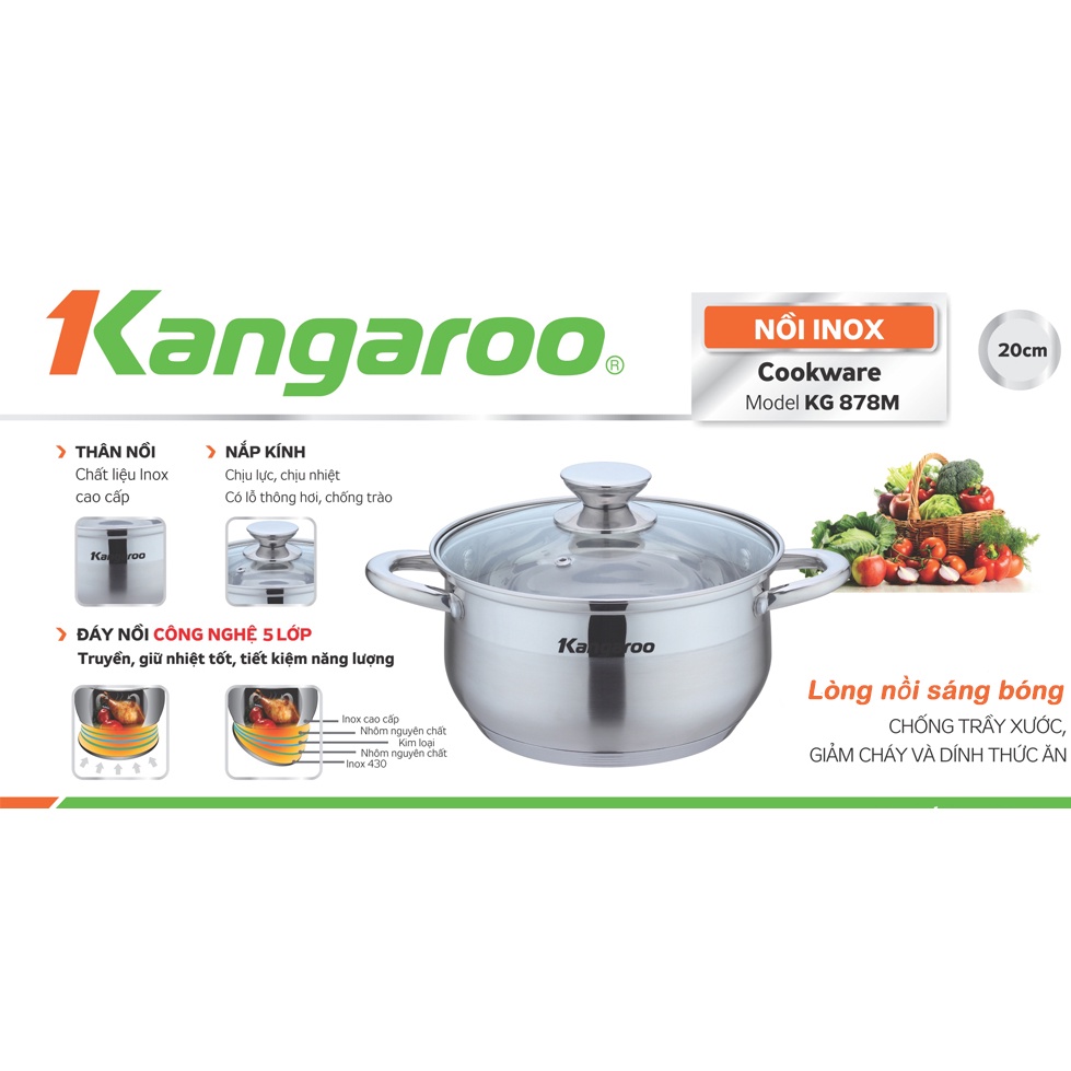 Nồi inox Kangaroo 20cm model KG878M