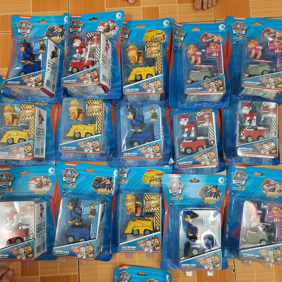 Mô hình xe cứu hộ pawpatrol chú chó cứu hộ nhân vật Rubble xe đồ chơi trẻ em bằng nhựa