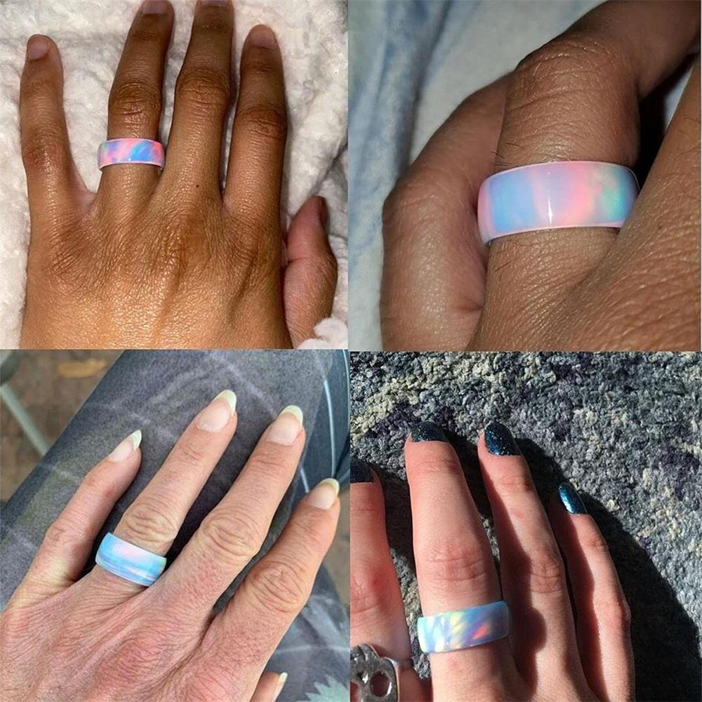 Nhẫn Đeo Tay Đính Đá Opal Màu Xanh Dương Thời Trang Mùa Hè Dành Cho Nam Và Nữ
