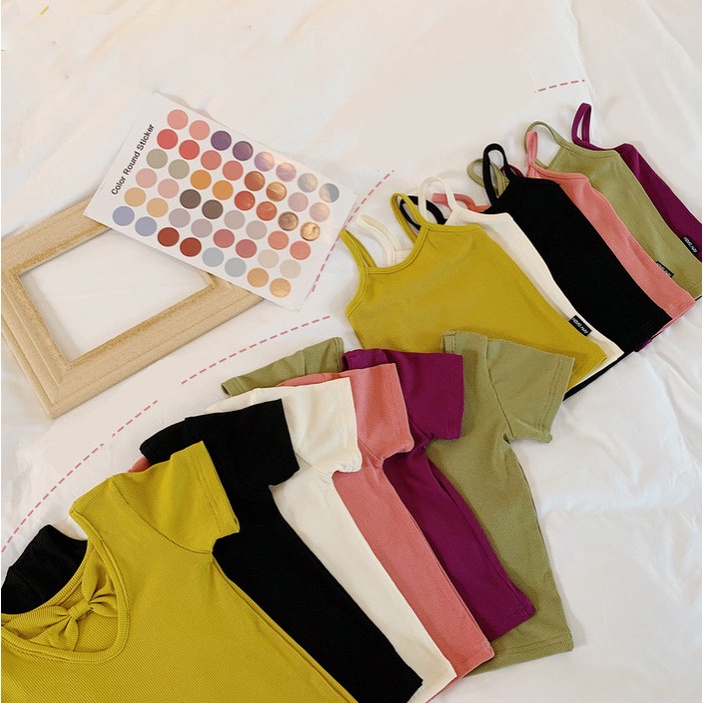 Áo Thun Cotton Thắt Nơ Phong Cách Hàn Quốc Cho Bé Gái 1-7 Tuổi
