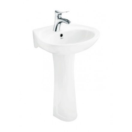 Bồn Cầu Viglacera VI77 2 Khối Nắp Thường Kèm Lavabo VTL2 (Không Chân, Vòi, Xả)