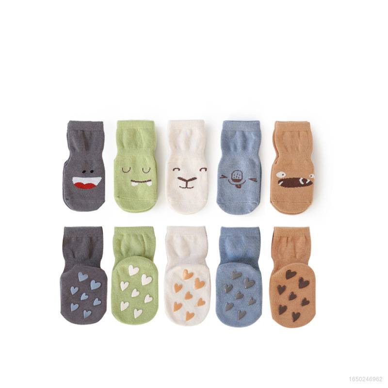 1 Đôi Tất Cotton Mềm Mại Thoáng Khí In Hình Quái Vật Dễ Thương Cho Bé 0-5 Tuổi