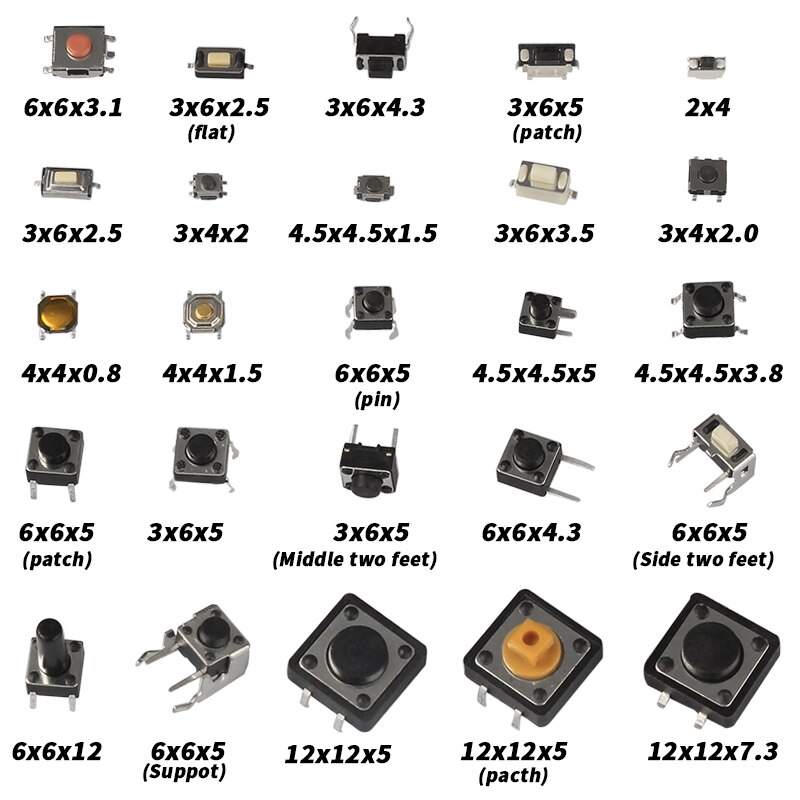 Bộ 125 Nút Công Tắc Dạng Nhấn Bằng Nhựa 25 Loại
