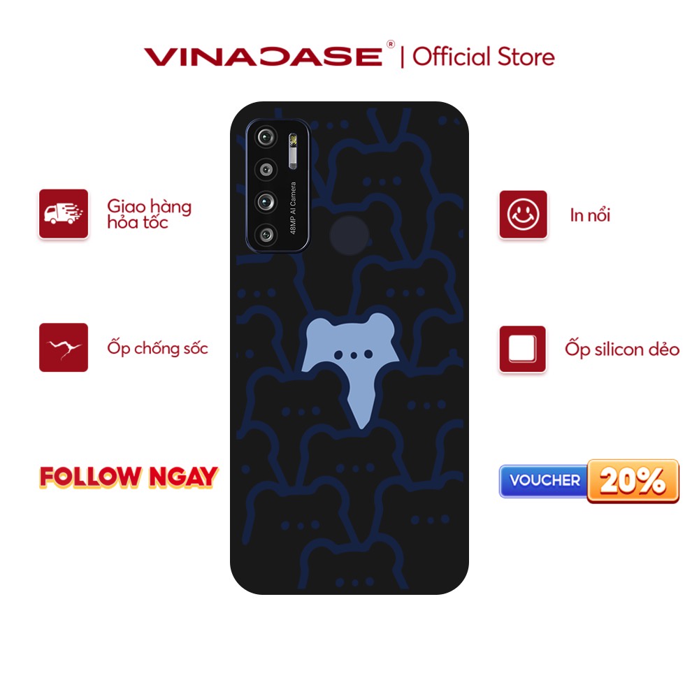 Ốp lưng Vina Case Vsmart Joy 3/Joy 4/Bee 3/...Silicone TPU dẻo đen viền bảo vệ camera hình Icon Gấu