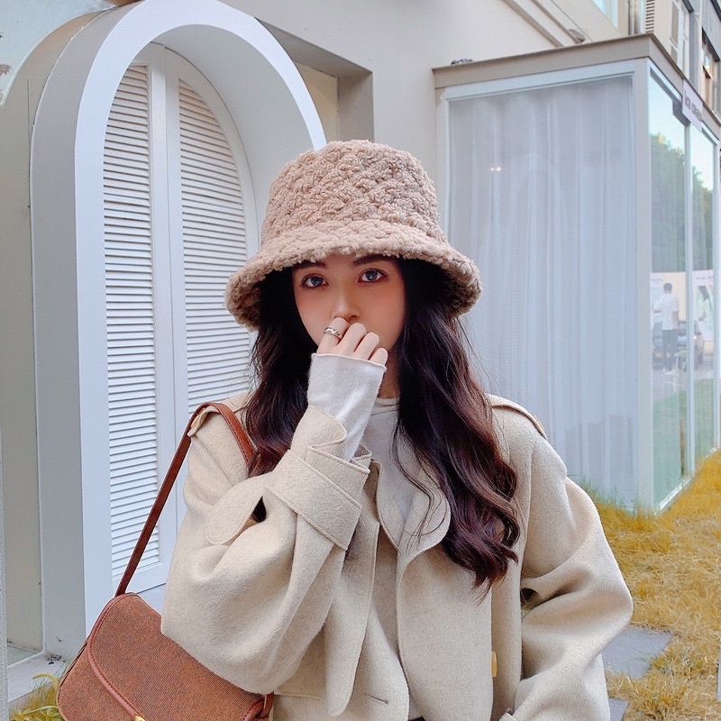 [255] Mũ Bucket lông cừu có vành phong cách Hàn Quốc MS- hot trend 2022